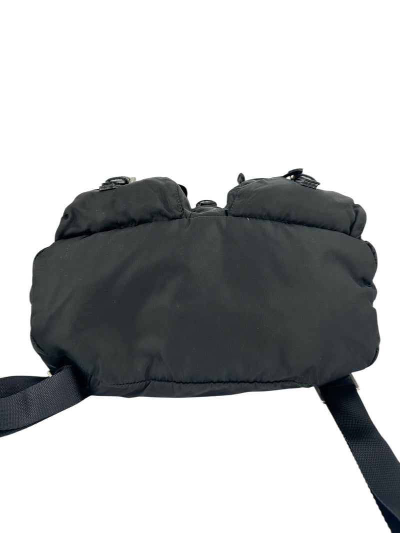 Prada Black Nylon Double Front Pocket Backpack MM