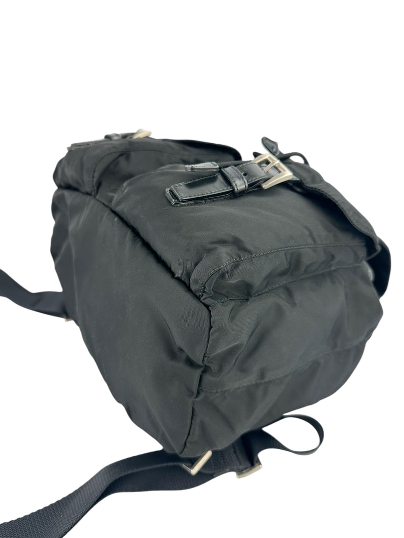 Prada Black Nylon Double Front Pocket Backpack MM