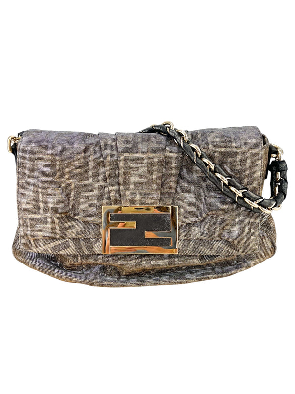 Fendi Metallic Zucca Shoulder Bag