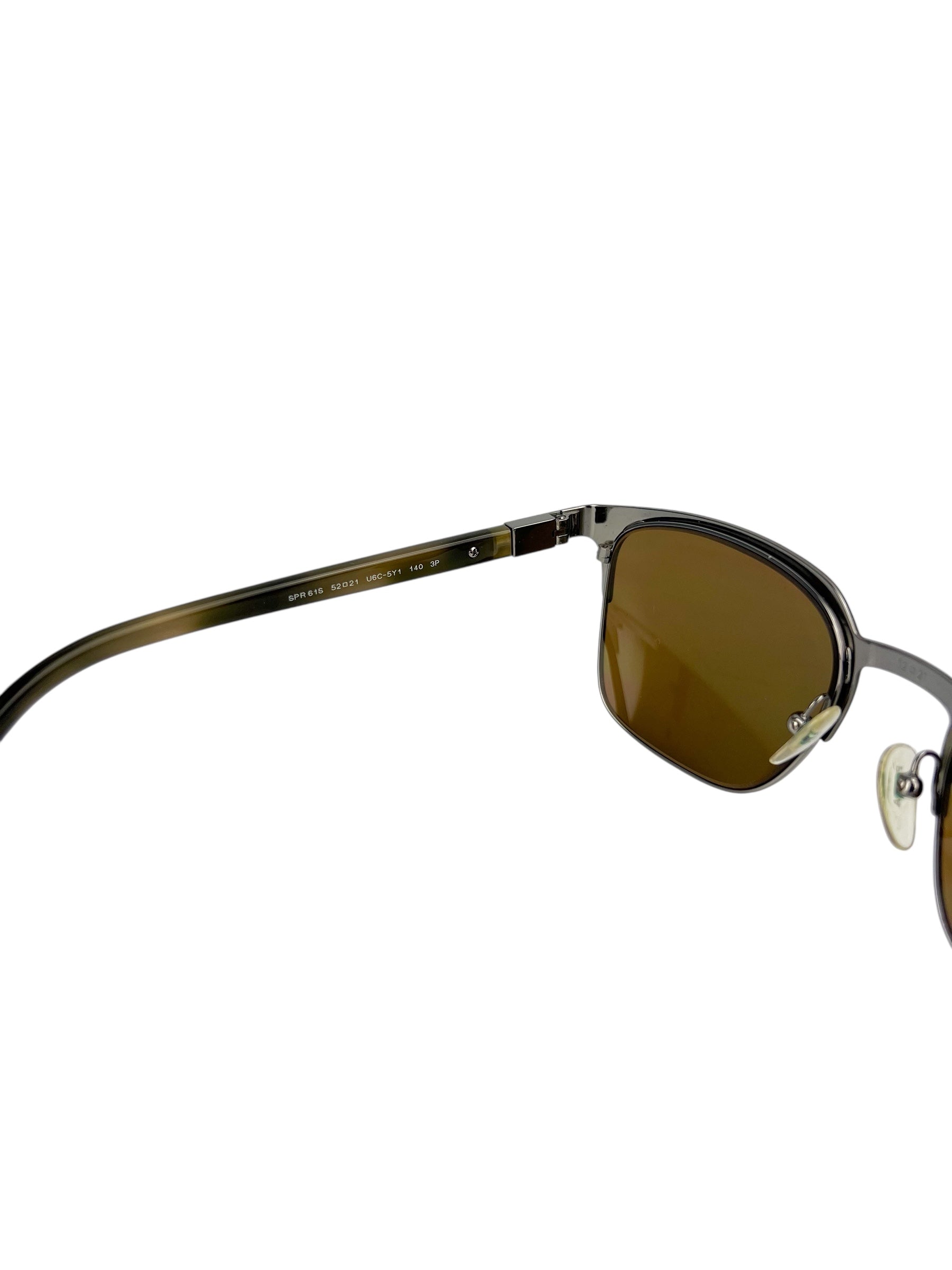 Prada Polarized Brown Metal Wayfarer Sunglasses