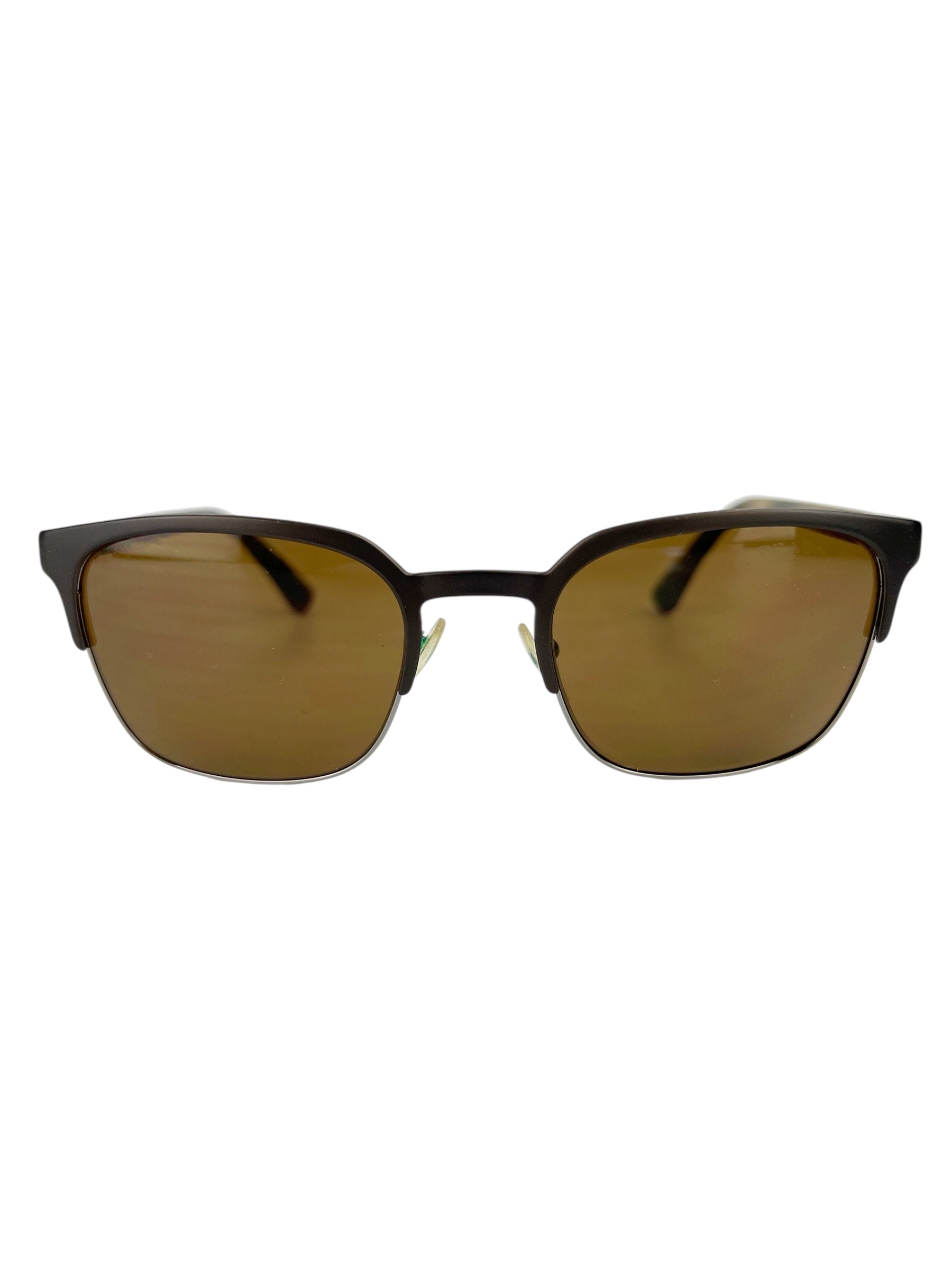 Prada Polarized Brown Metal Wayfarer Sunglasses
