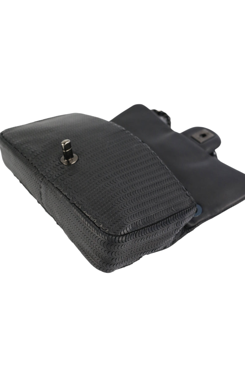 Chanel Black Lambskin Perforated Single Flap