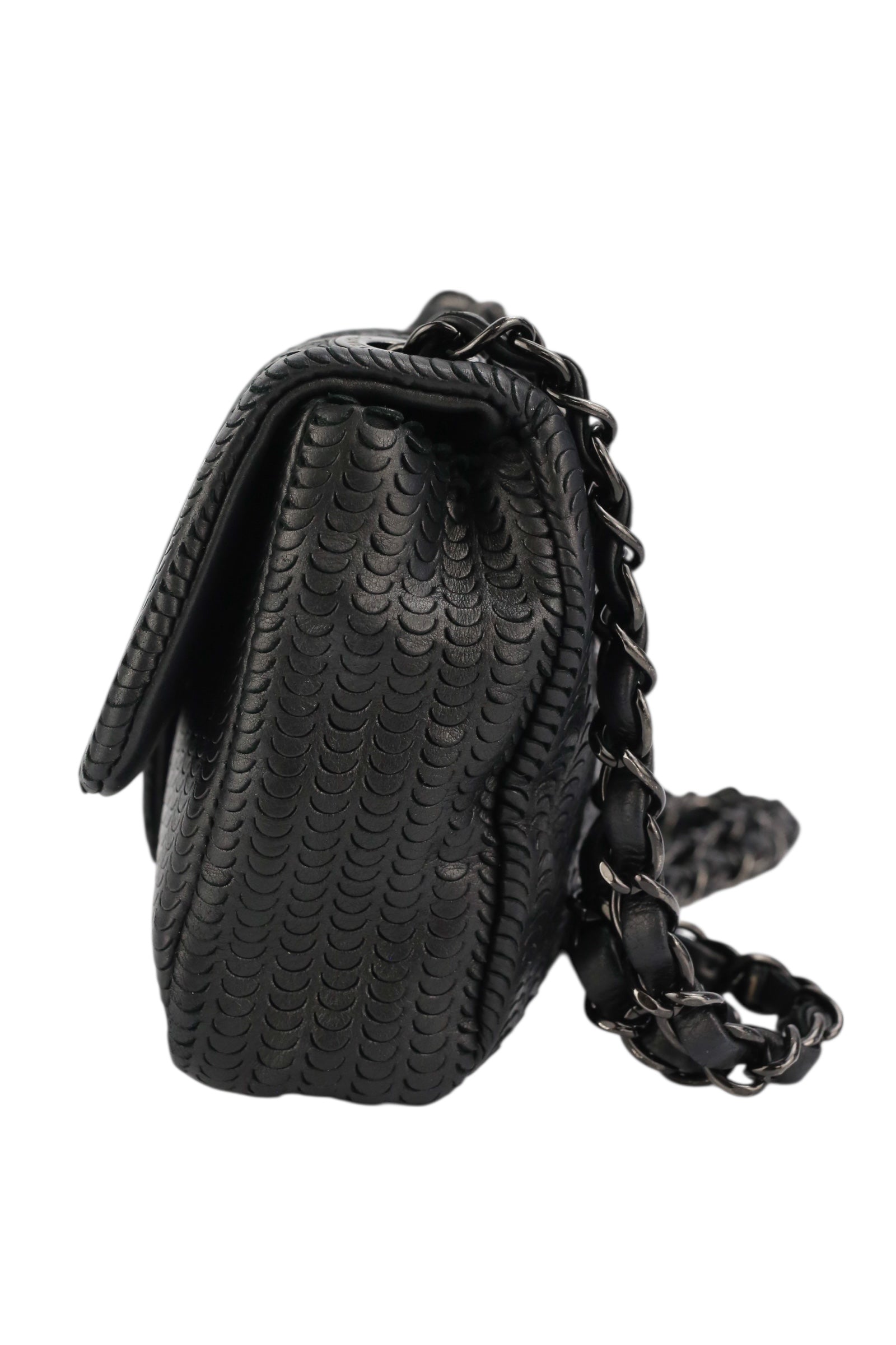 Chanel Black Lambskin Perforated Single Flap
