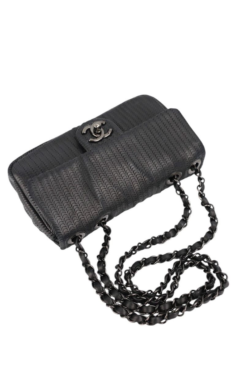 Chanel Black Lambskin Perforated Single Flap