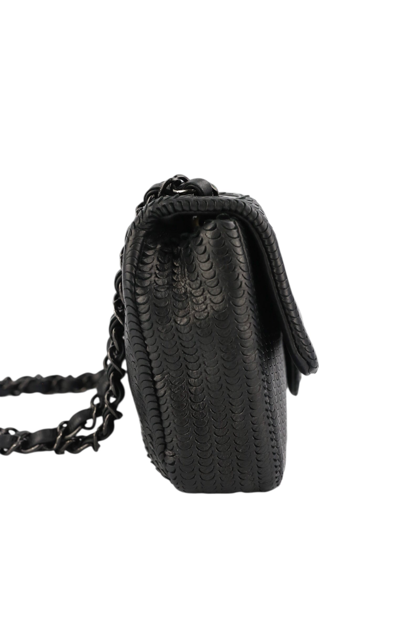 Chanel Black Lambskin Perforated Single Flap