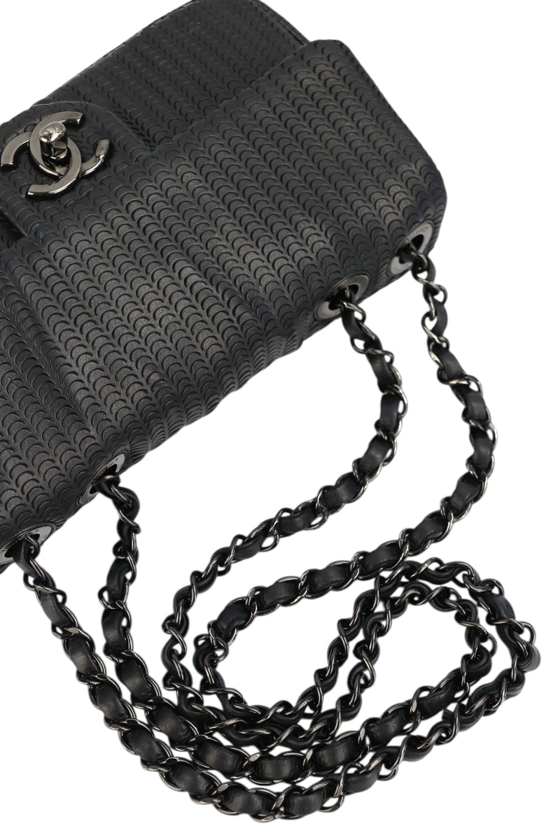 Chanel Black Lambskin Perforated Single Flap