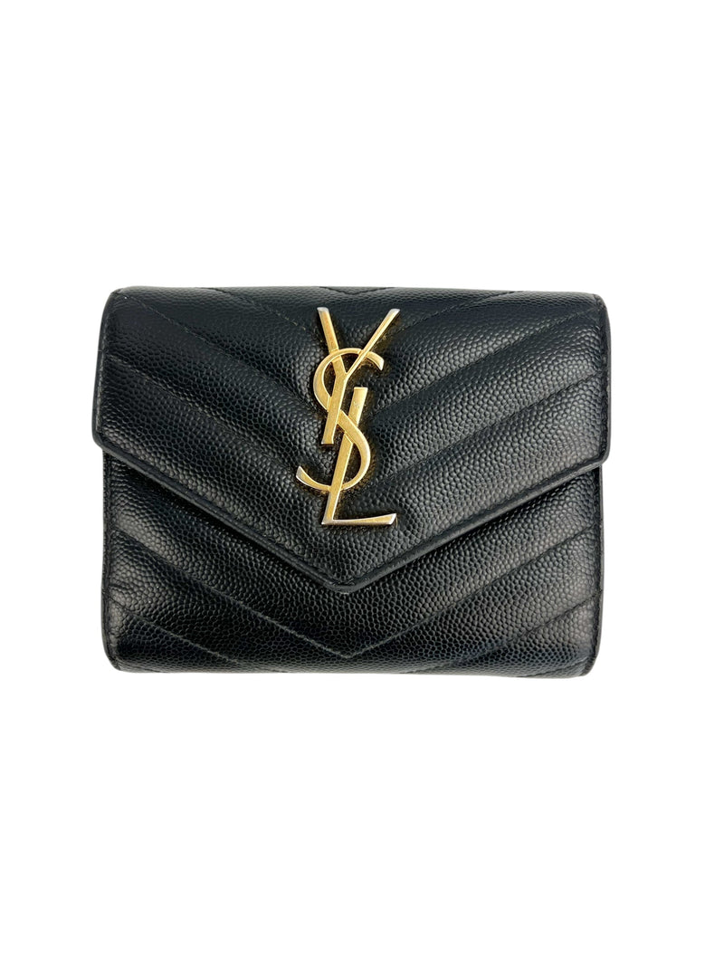 Saint Laurent Classic Monogram Trifold Wallet Black