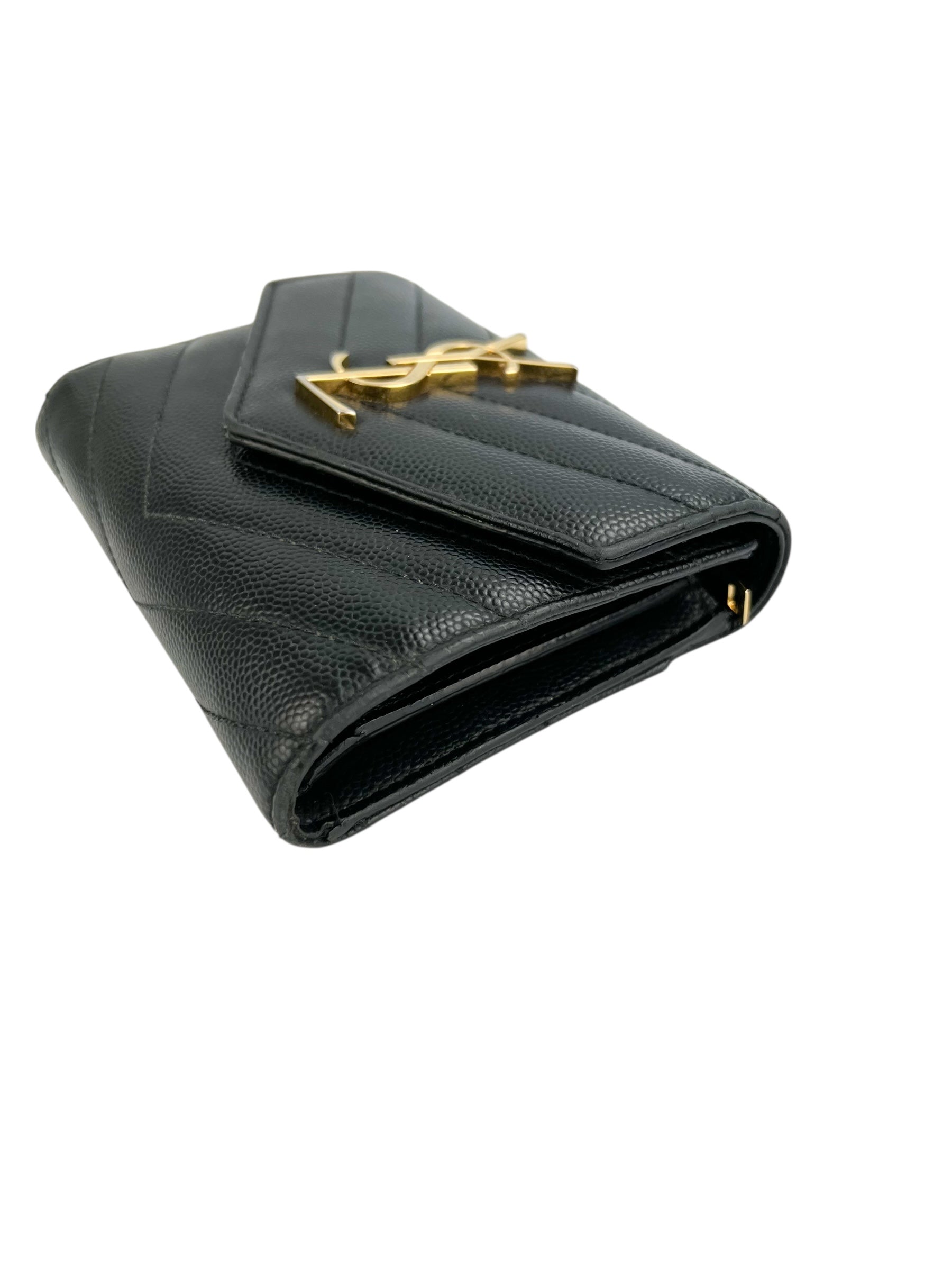 Saint Laurent Classic Monogram Trifold Wallet Black
