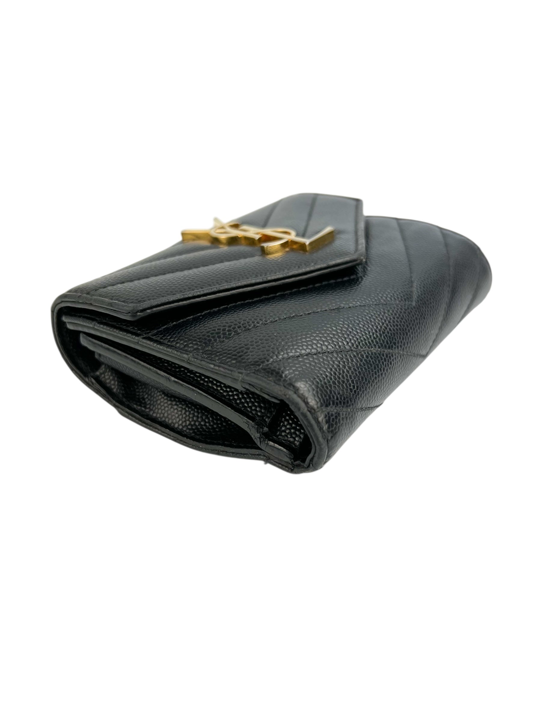 Saint Laurent Classic Monogram Trifold Wallet Black