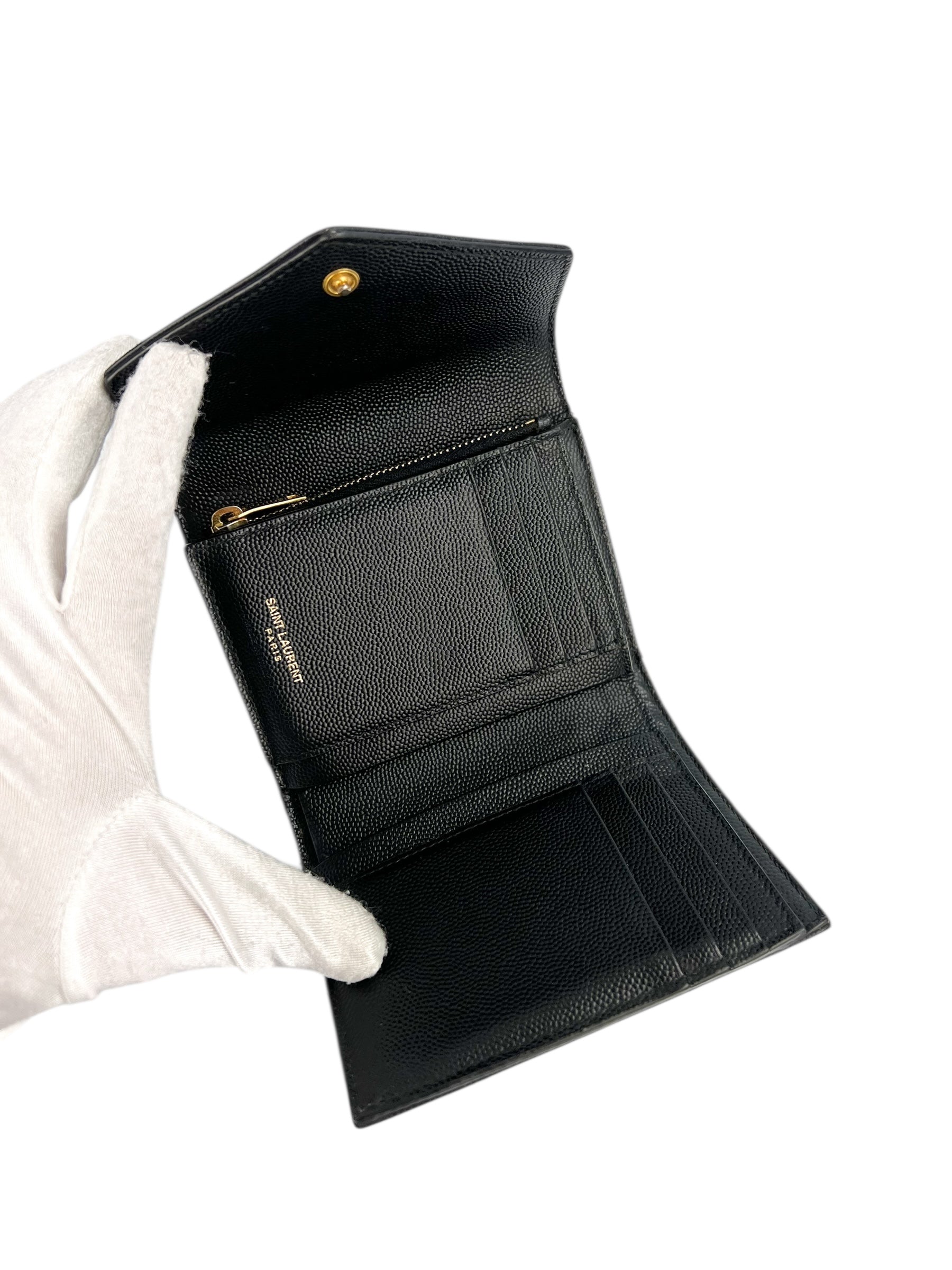 Saint Laurent Classic Monogram Trifold Wallet Black