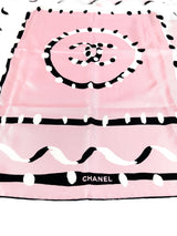 Chanel Pink & Black Print Silk Scarf