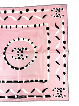 Chanel Pink & Black Print Silk Scarf