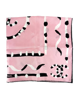 Chanel Pink & Black Print Silk Scarf