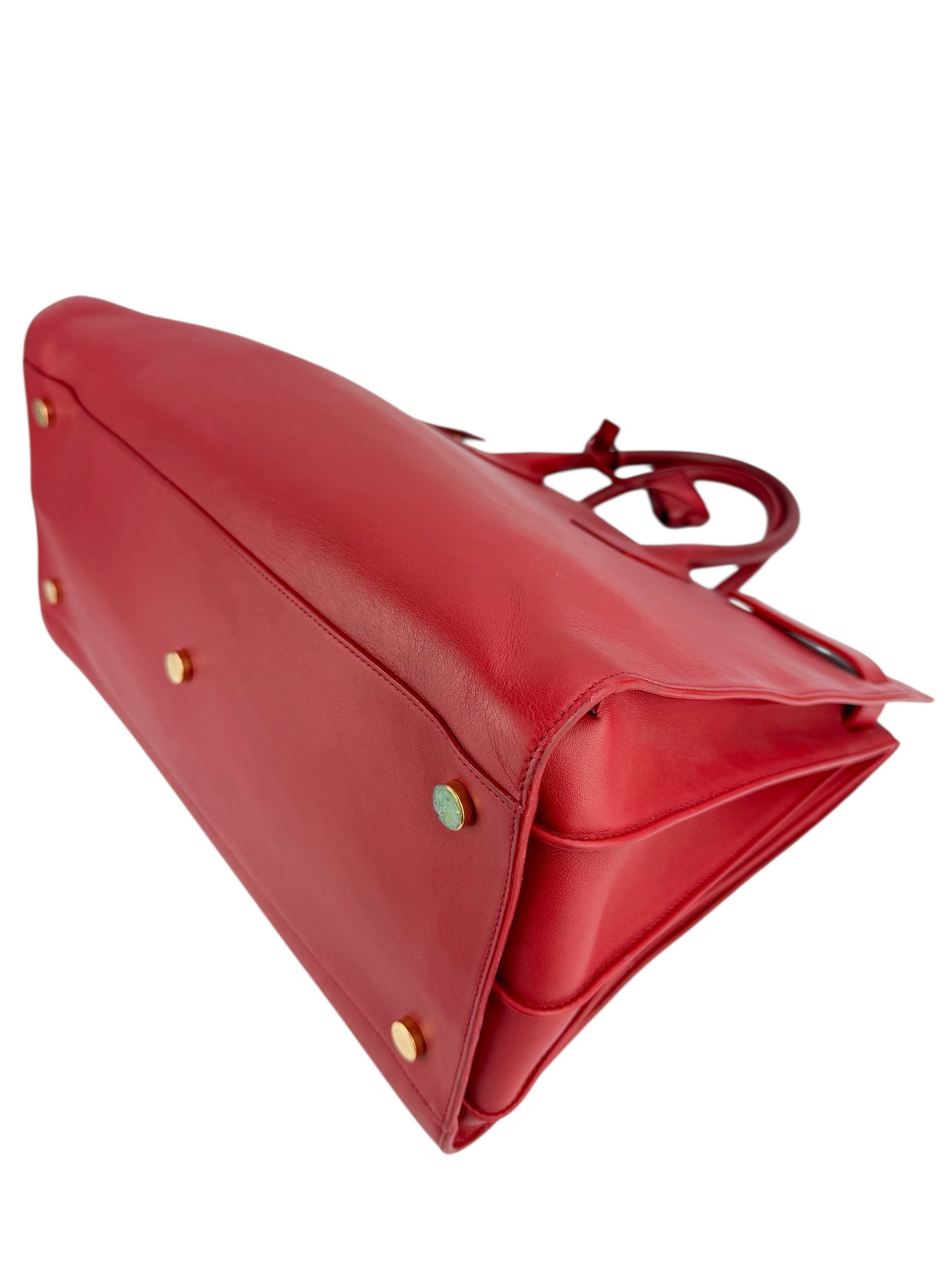 Saint Laurent Red Leather Large Sac De Jour