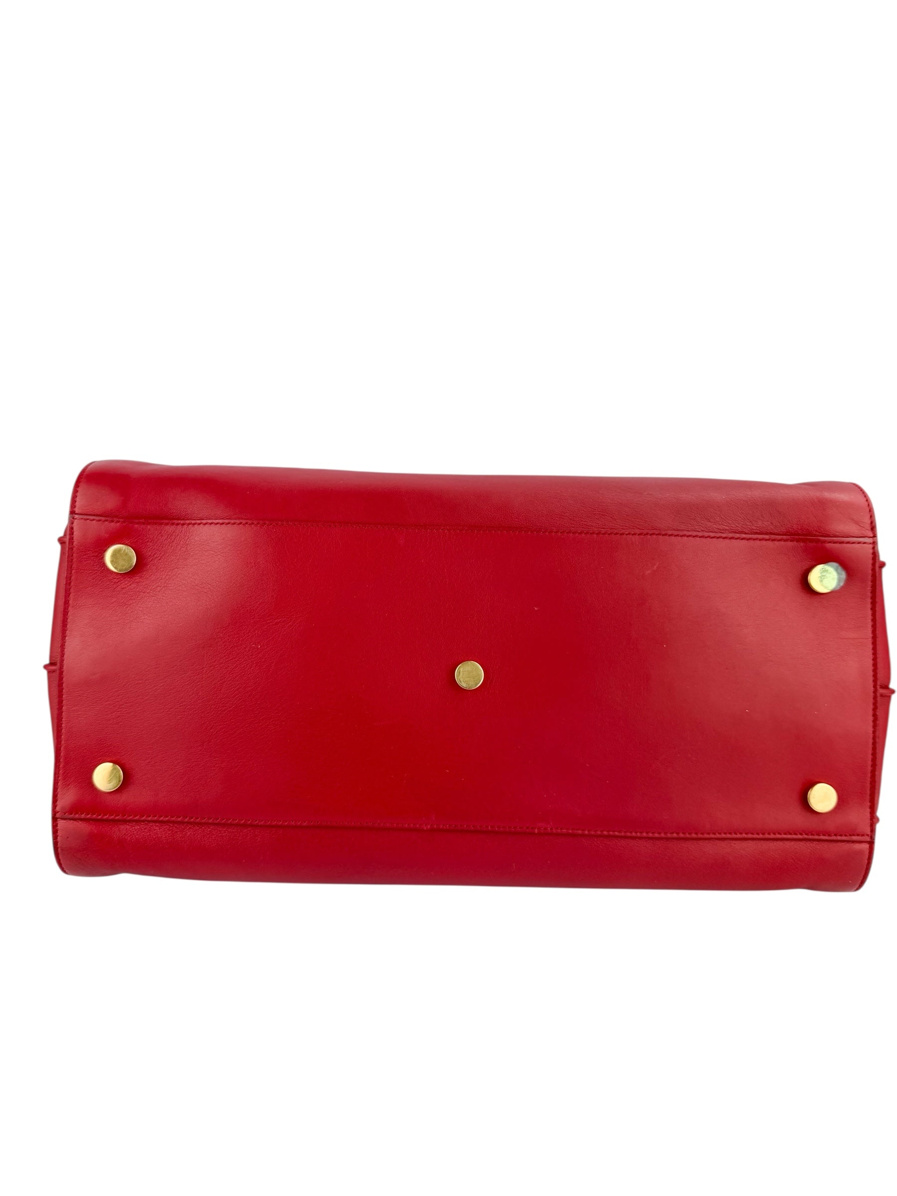 Saint Laurent Red Leather Large Sac De Jour