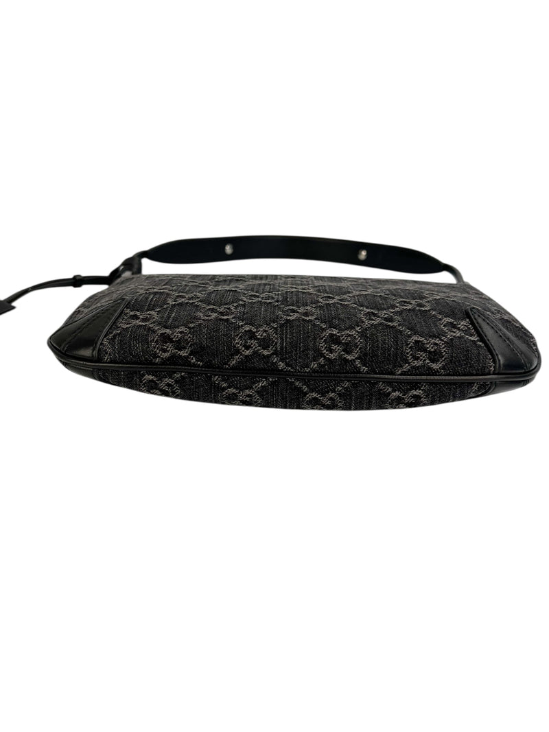 Gucci Black Denim Slim Horsebit Shoulder Bag