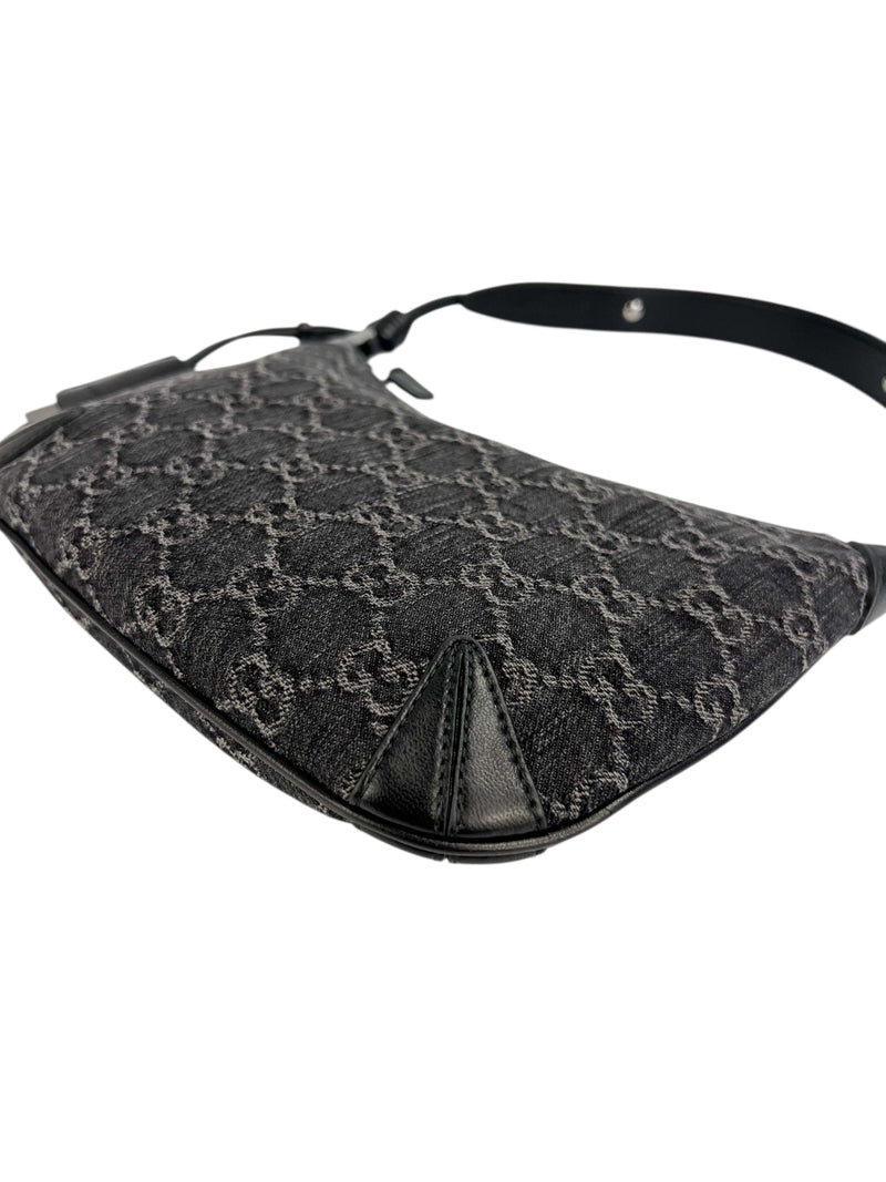 Gucci Black Denim Slim Horsebit Shoulder Bag