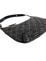Gucci Black Denim Slim Horsebit Shoulder Bag