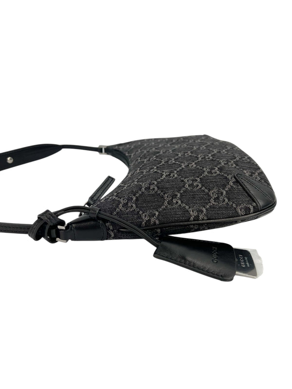 Gucci Black Denim Slim Horsebit Shoulder Bag