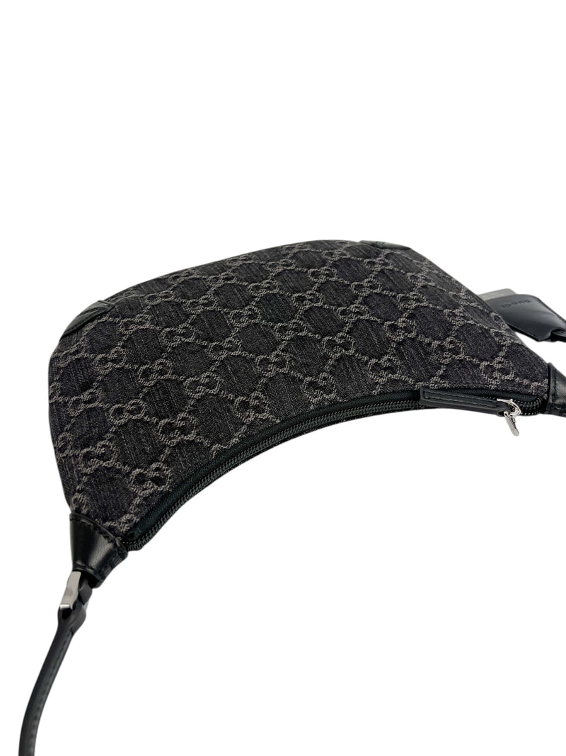 Gucci Black Denim Slim Horsebit Shoulder Bag