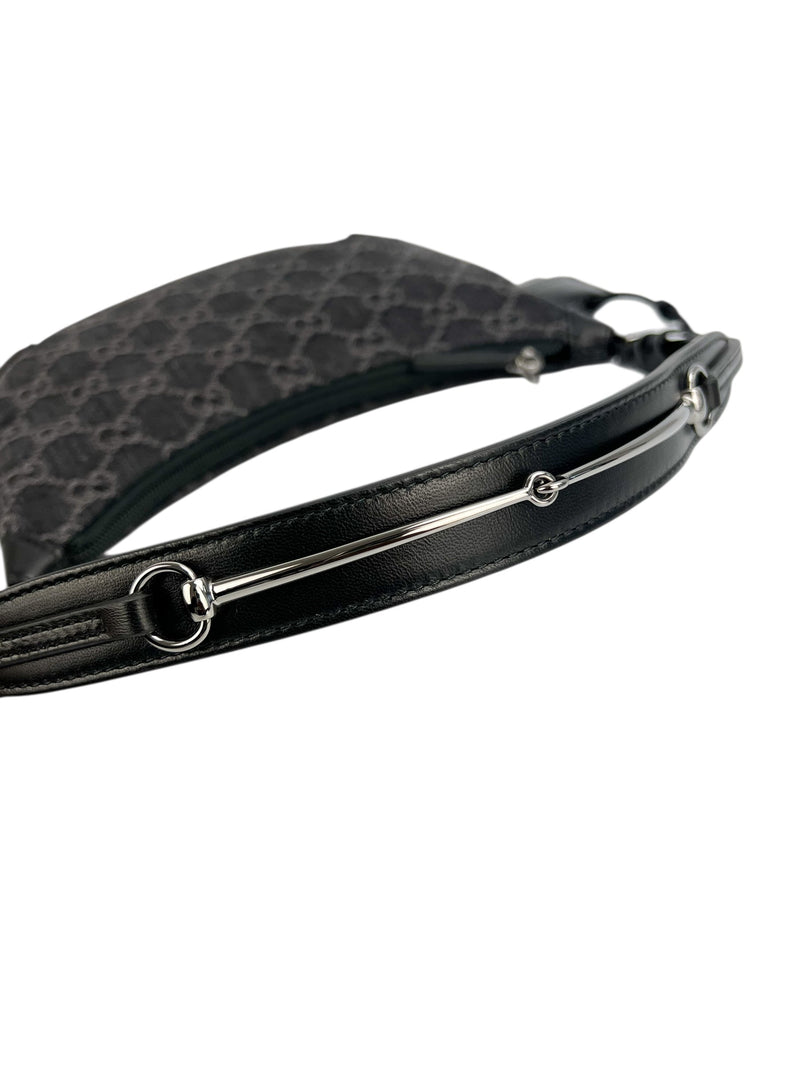 Gucci Black Denim Slim Horsebit Shoulder Bag