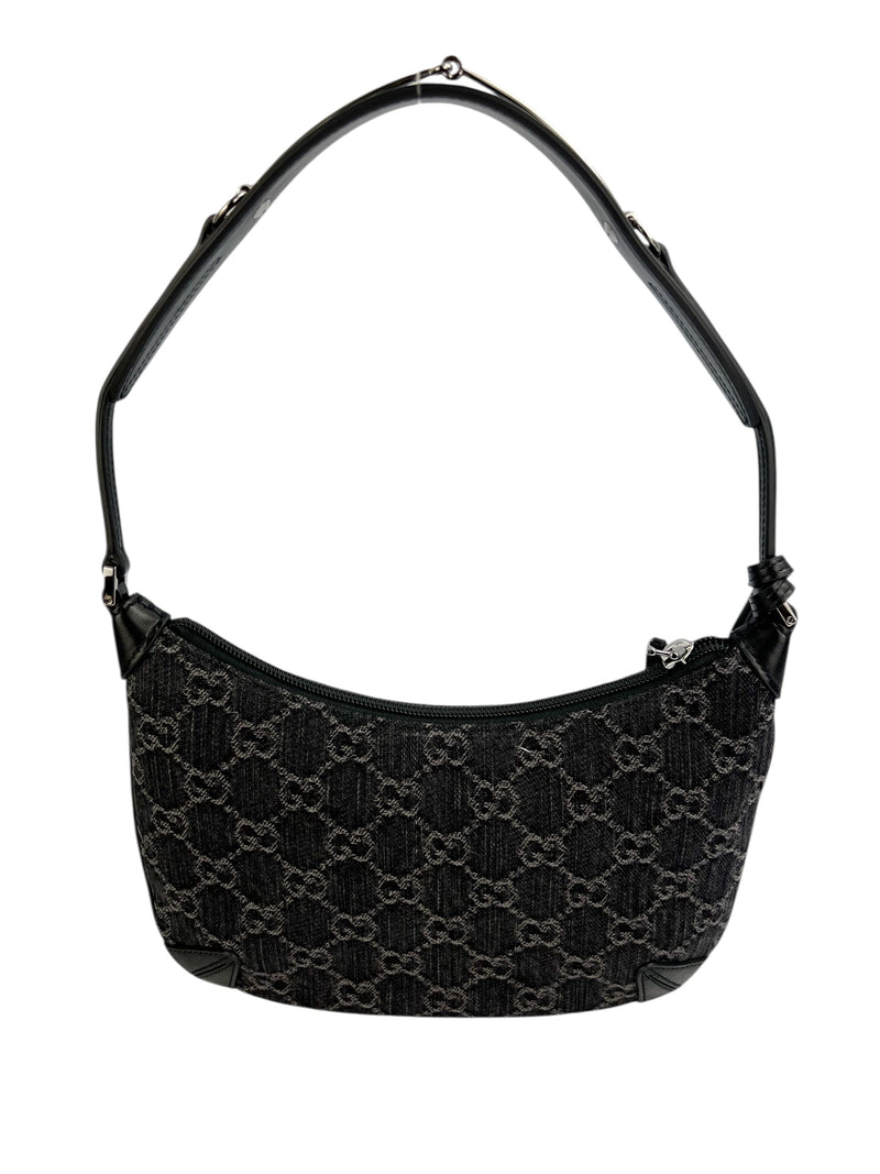 Gucci Black Denim Slim Horsebit Shoulder Bag