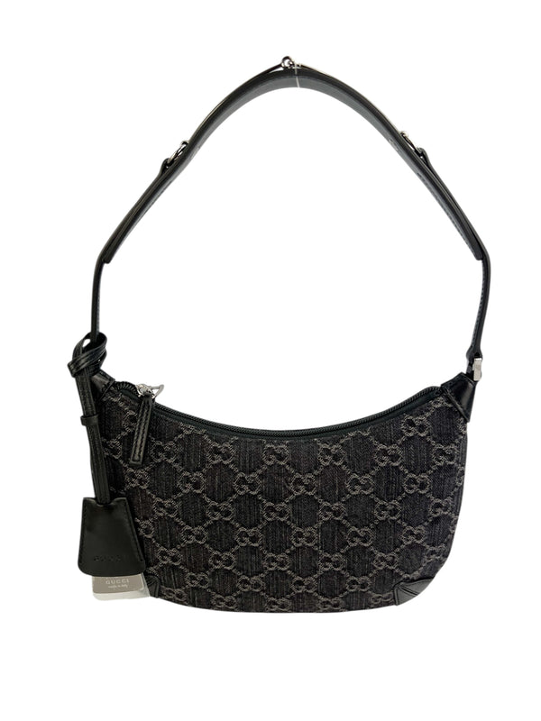 Gucci Black Denim Slim Horsebit Shoulder Bag