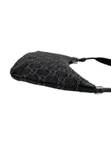 Gucci Black Denim Slim Horsebit Shoulder Bag