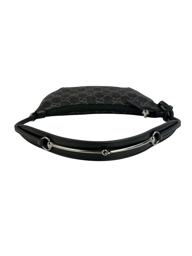 Gucci Black Denim Slim Horsebit Shoulder Bag