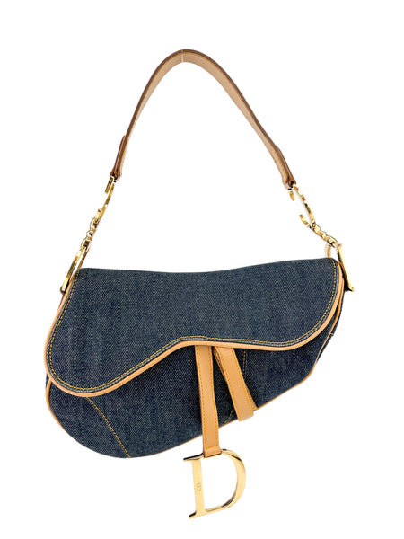 Dior Vintage Denim Saddle Bag Season 2 Consign