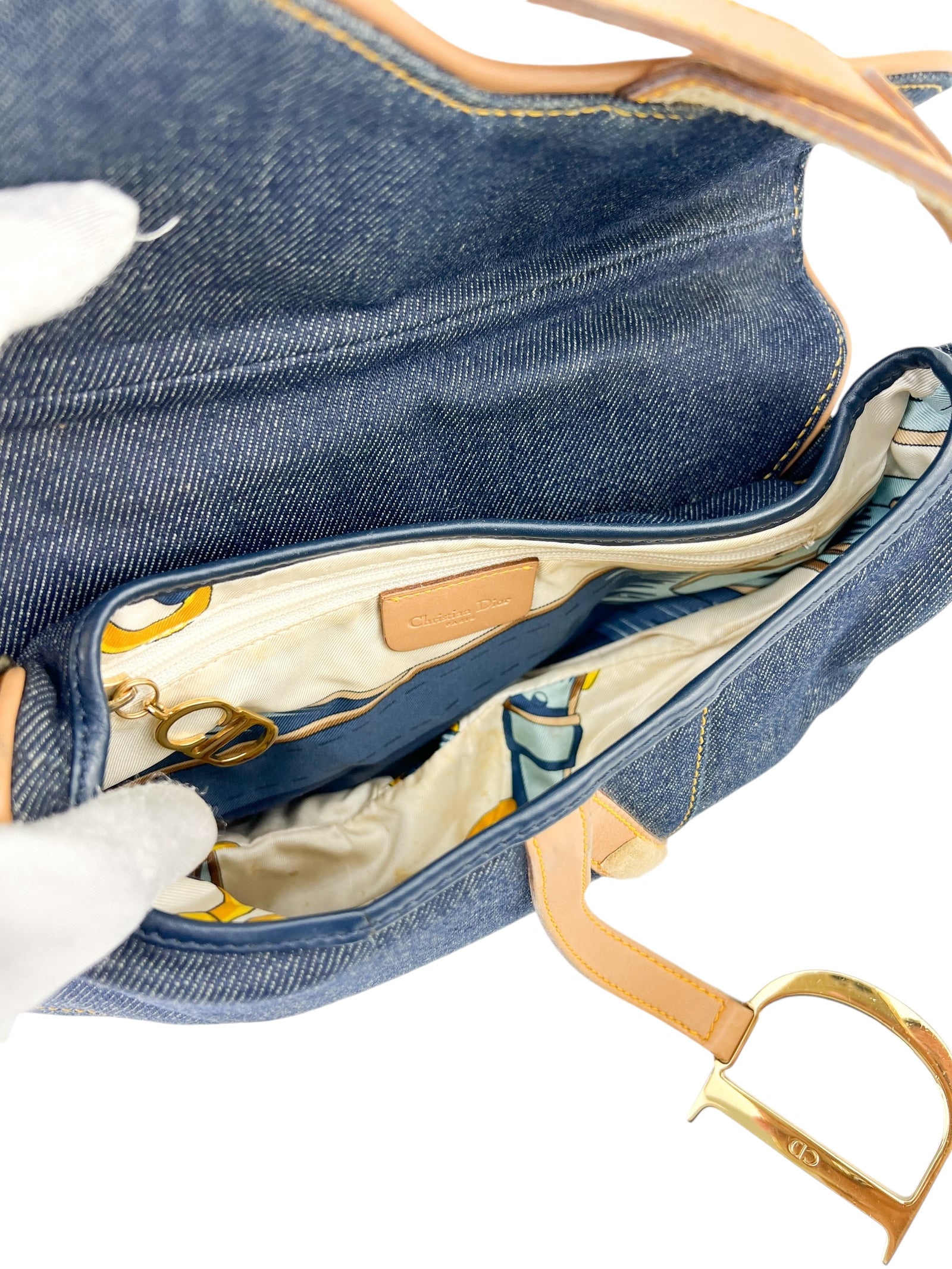 Dior 2001 Pre owned Saddle Denim Shoulder Bag Blue