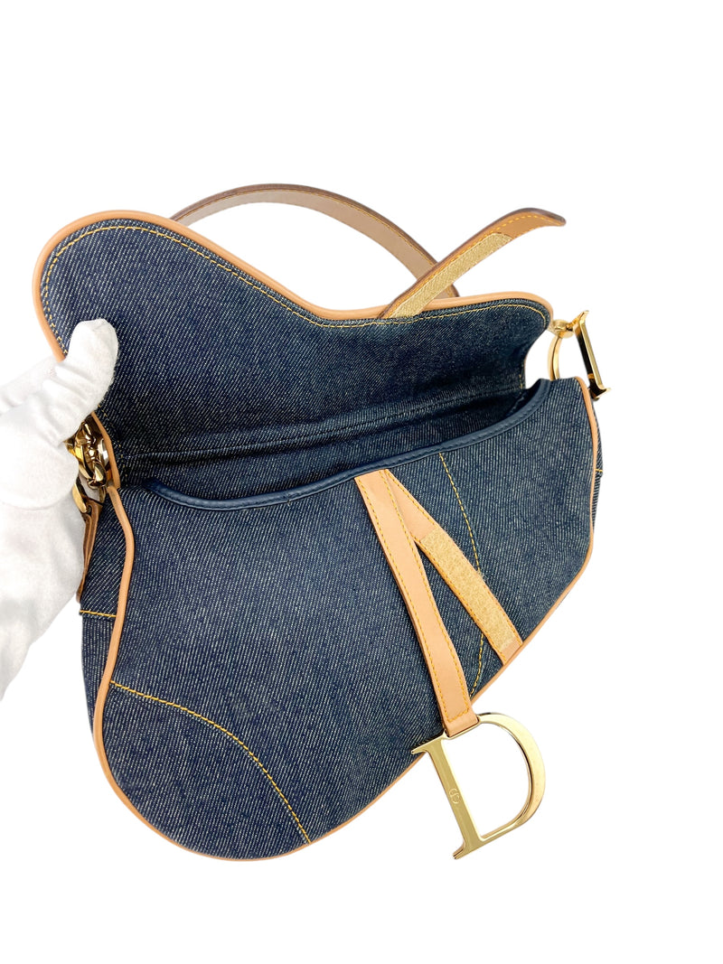 Dior Vintage Denim Saddle Bag