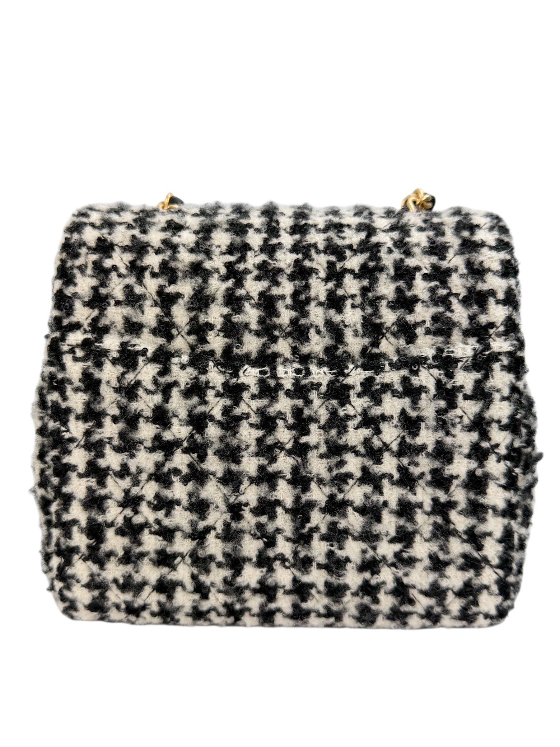 Chanel Mini Square Tweed Houndstooth Flap Classic