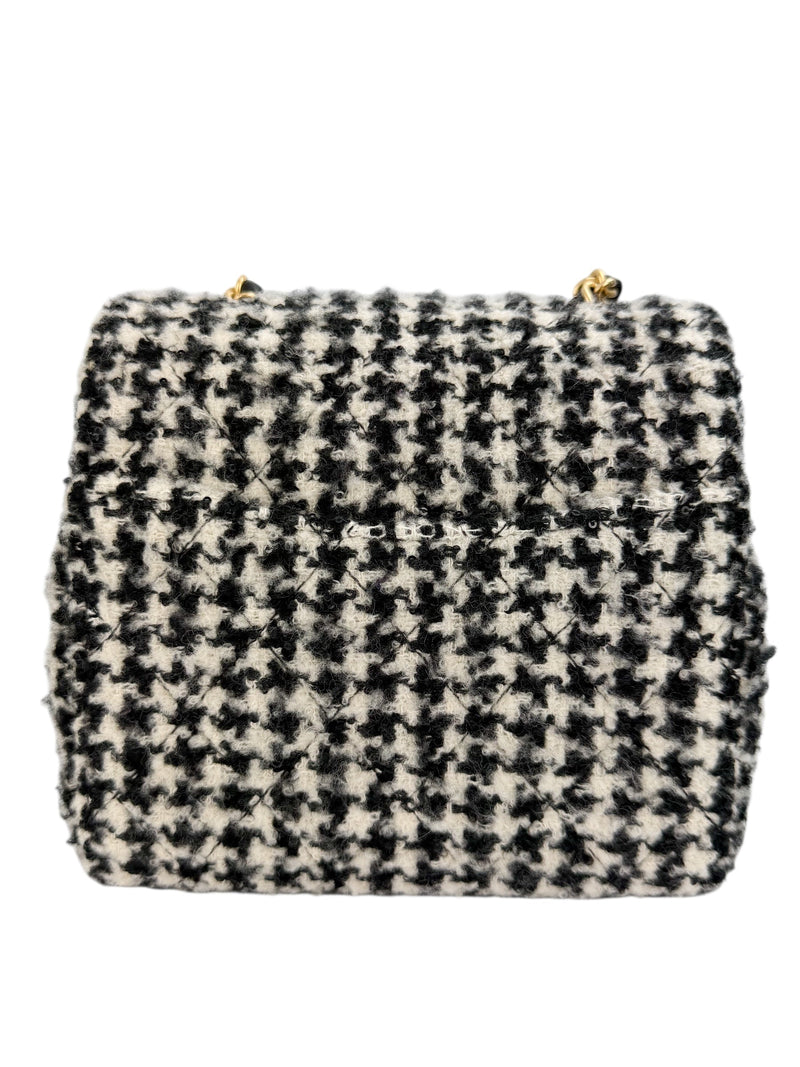 Chanel Mini Square Tweed Houndstooth Flap Classic