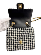 Chanel Mini Square Tweed Houndstooth Flap Classic