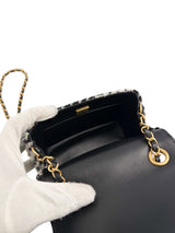 Chanel Mini Square Tweed Houndstooth Flap Classic