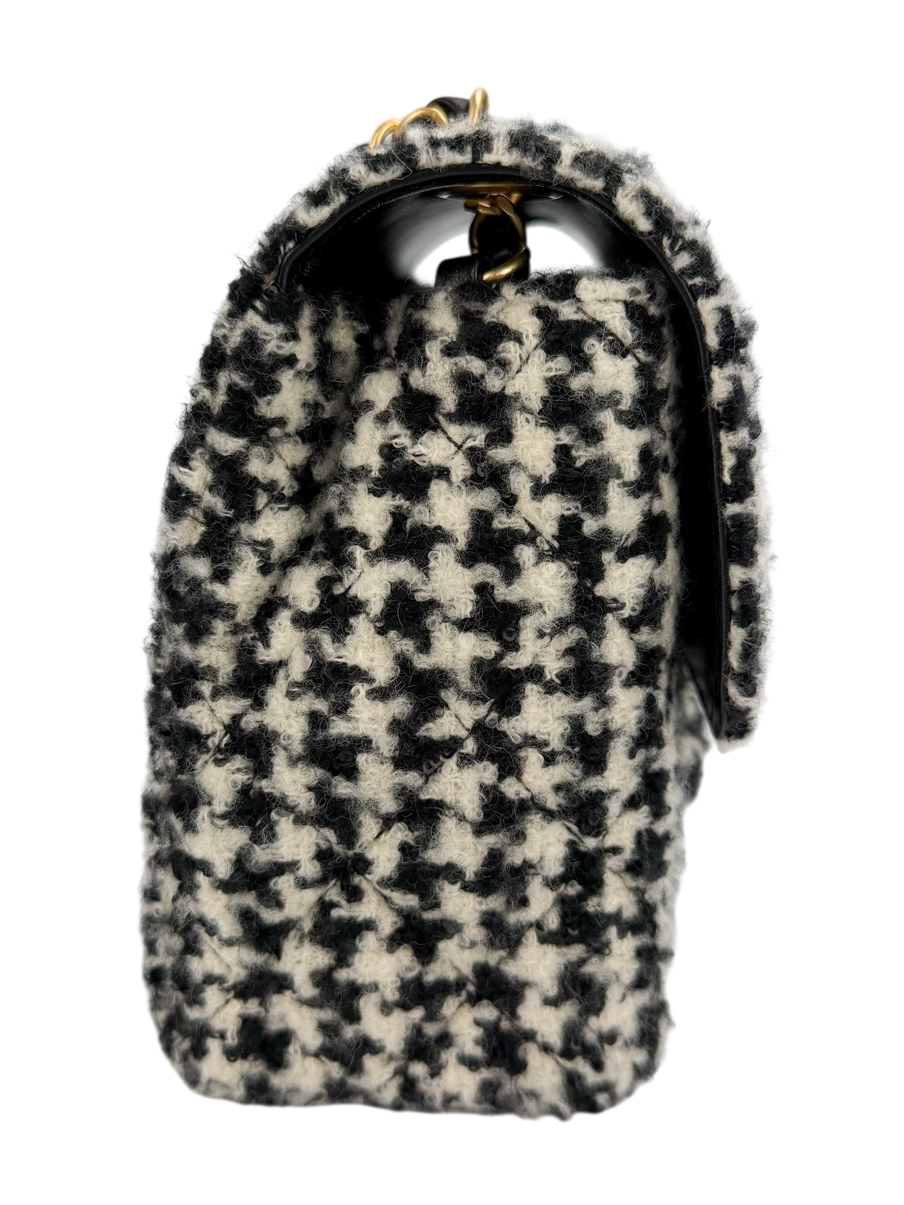 Chanel Mini Square Tweed Houndstooth Flap Classic