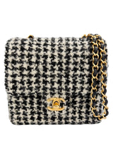 Chanel Mini Square Tweed Houndstooth Flap Classic