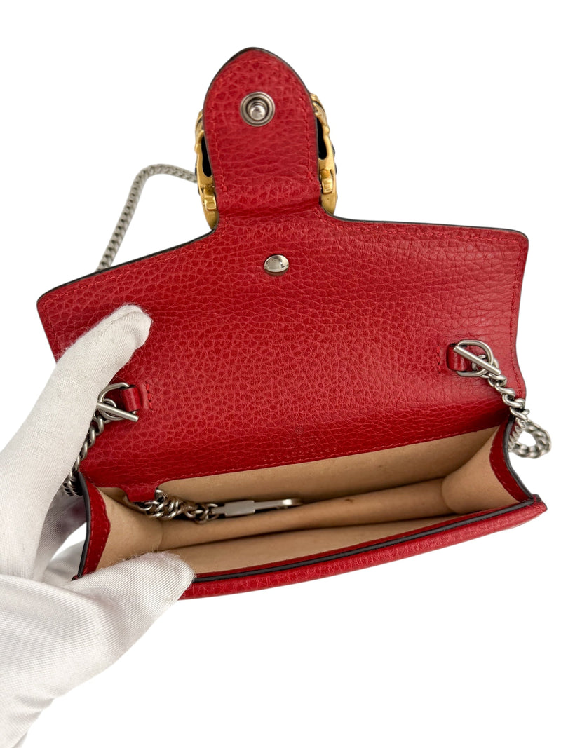 Gucci Red Leather Dionysus Super Mini (FULL SET)