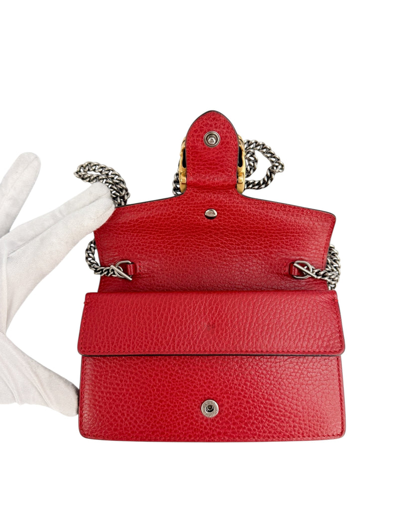 Gucci Red Leather Dionysus Super Mini (FULL SET)