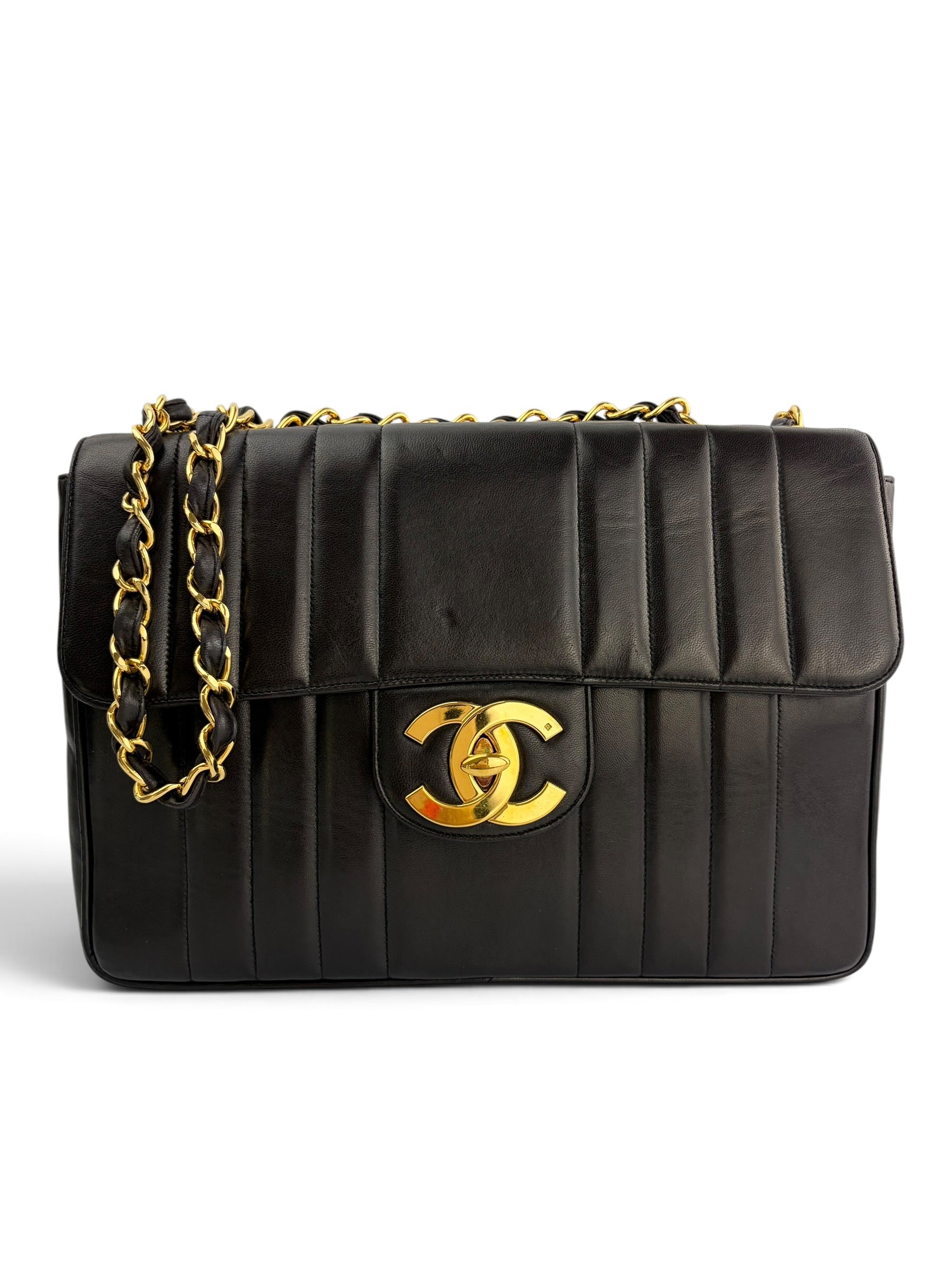 chanel-vintage-vertical-black-lambskin-maxi-flap-0