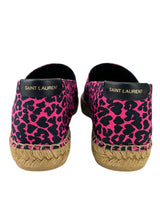 Saint Laurent Pink and Black Canvas Leopard Espadrilles Size 38.5
