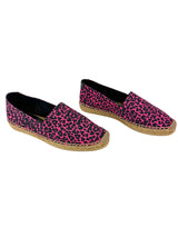 Saint Laurent Pink and Black Canvas Leopard Espadrilles Size 38.5