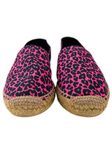 Saint Laurent Pink and Black Canvas Leopard Espadrilles Size 38.5