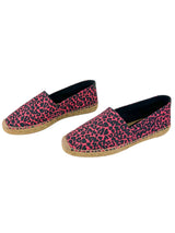 Saint Laurent Pink and Black Canvas Leopard Espadrilles Size 38.5