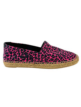 Saint Laurent Pink and Black Canvas Leopard Espadrilles Size 38.5