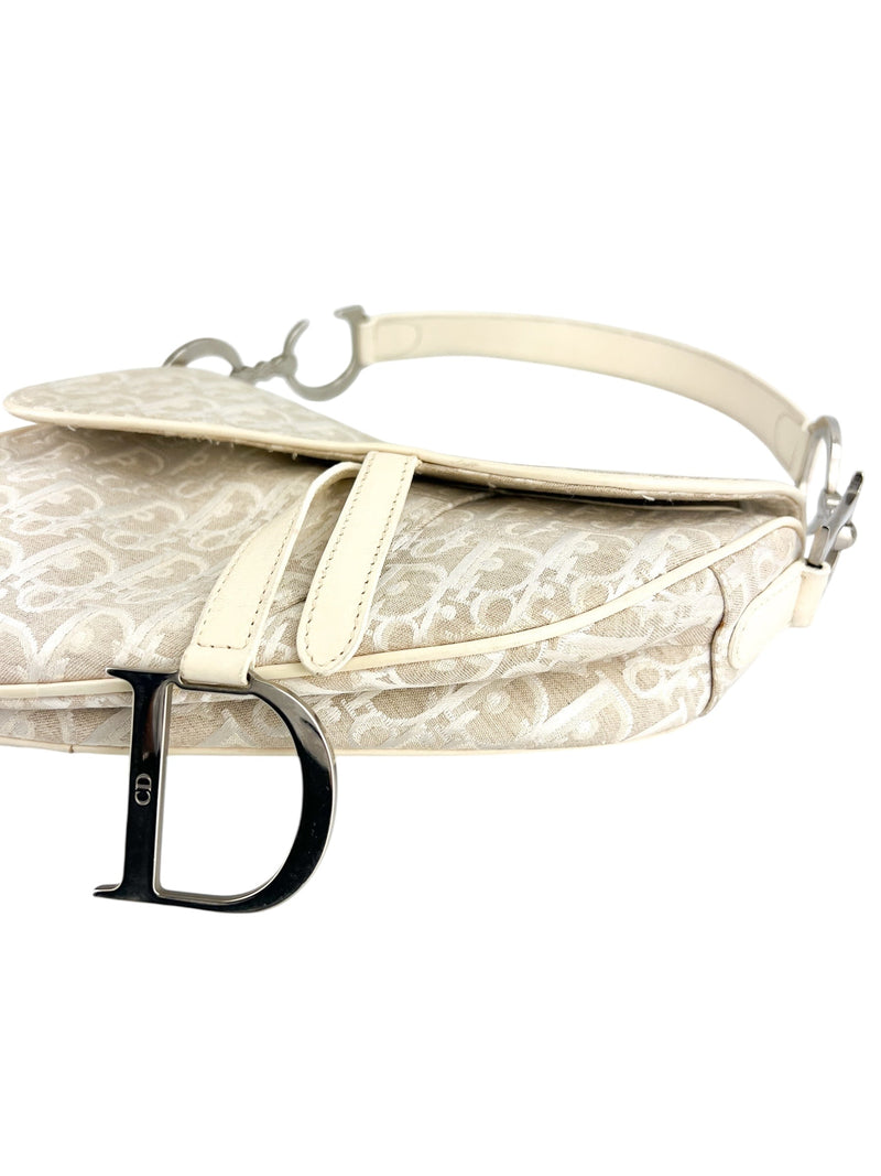 Christian Dior Vintage Cream Saddle Handbag