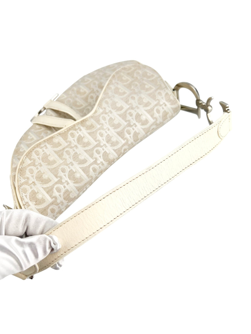 Christian Dior Vintage Cream Saddle Handbag