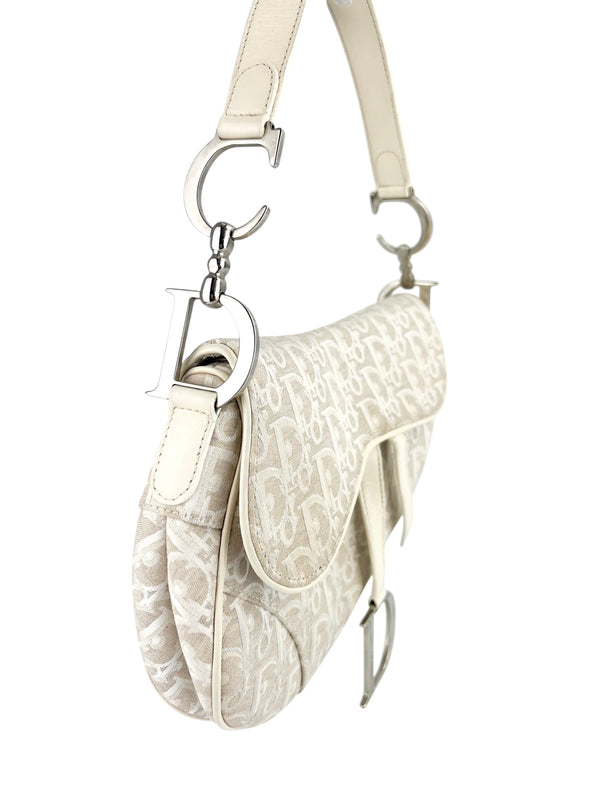 Christian Dior Vintage Cream Saddle Handbag