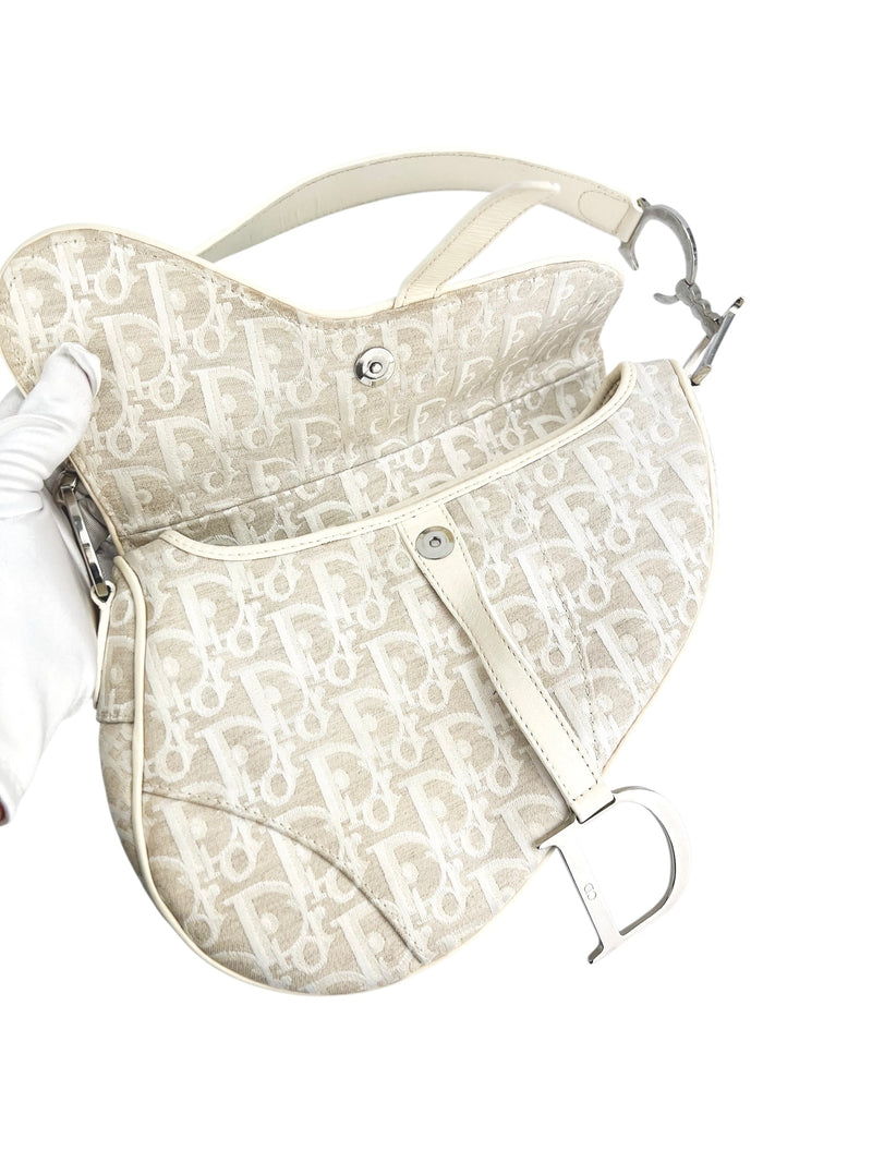 Christian Dior Vintage Cream Saddle Handbag